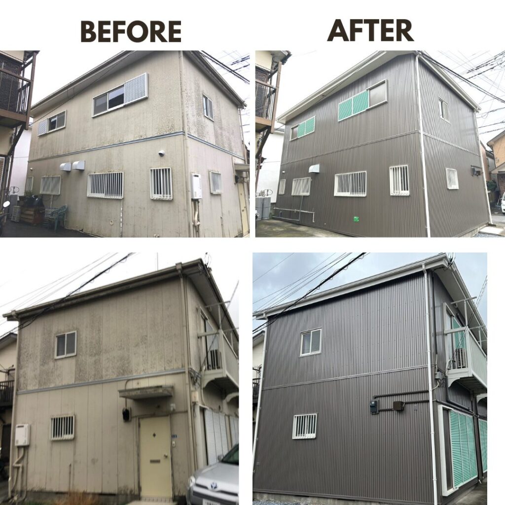 綾瀬市 屋根外壁 カバー工法 ビフォアフ 側面